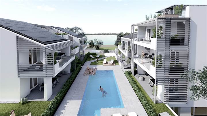 NUOVO TRILOCALE CON TERRAZZA  A 50 MT DAL LAGO